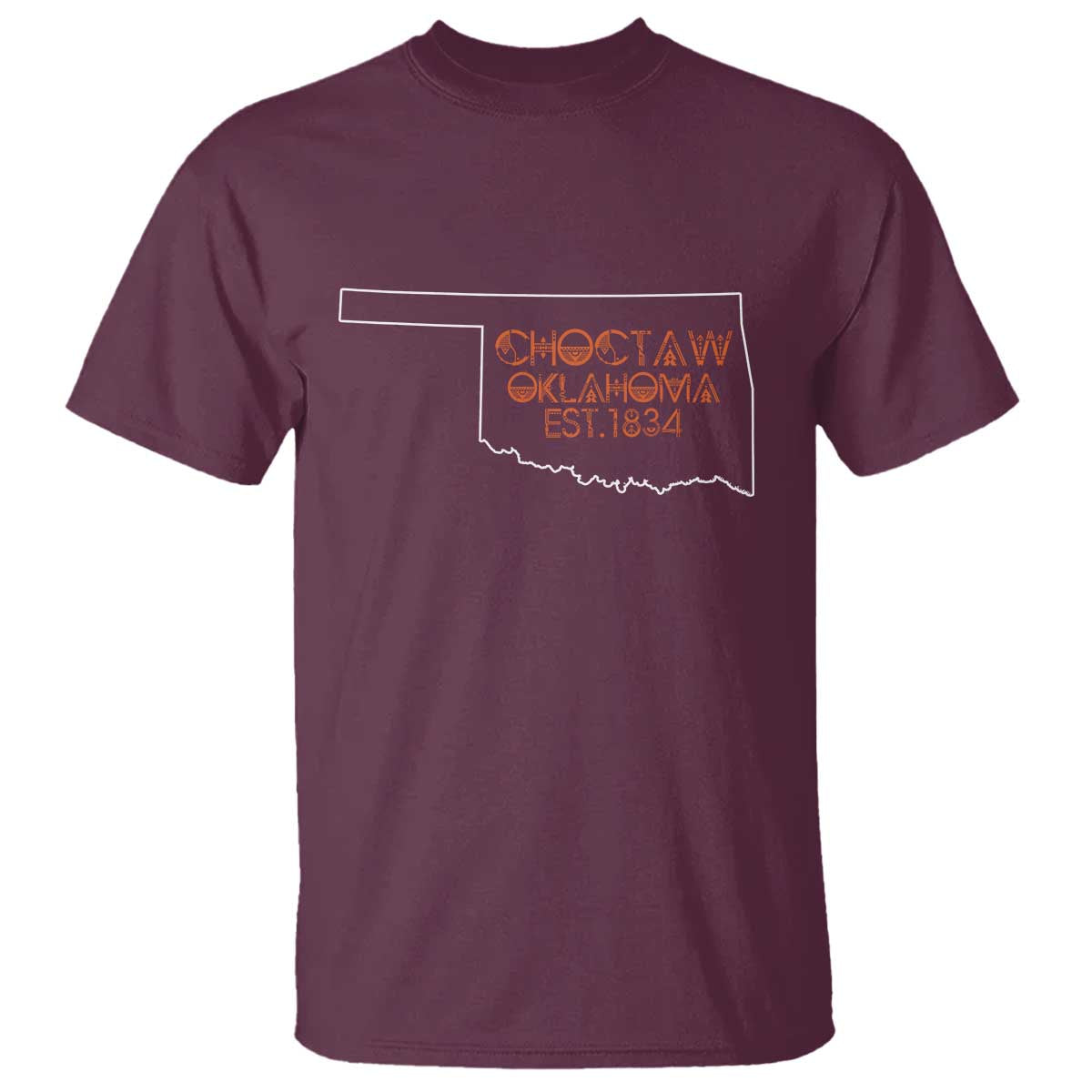 Choctaw Oklahoma OK Map Established 1834 T Shirt TS14 Maroon Print Your Wear
