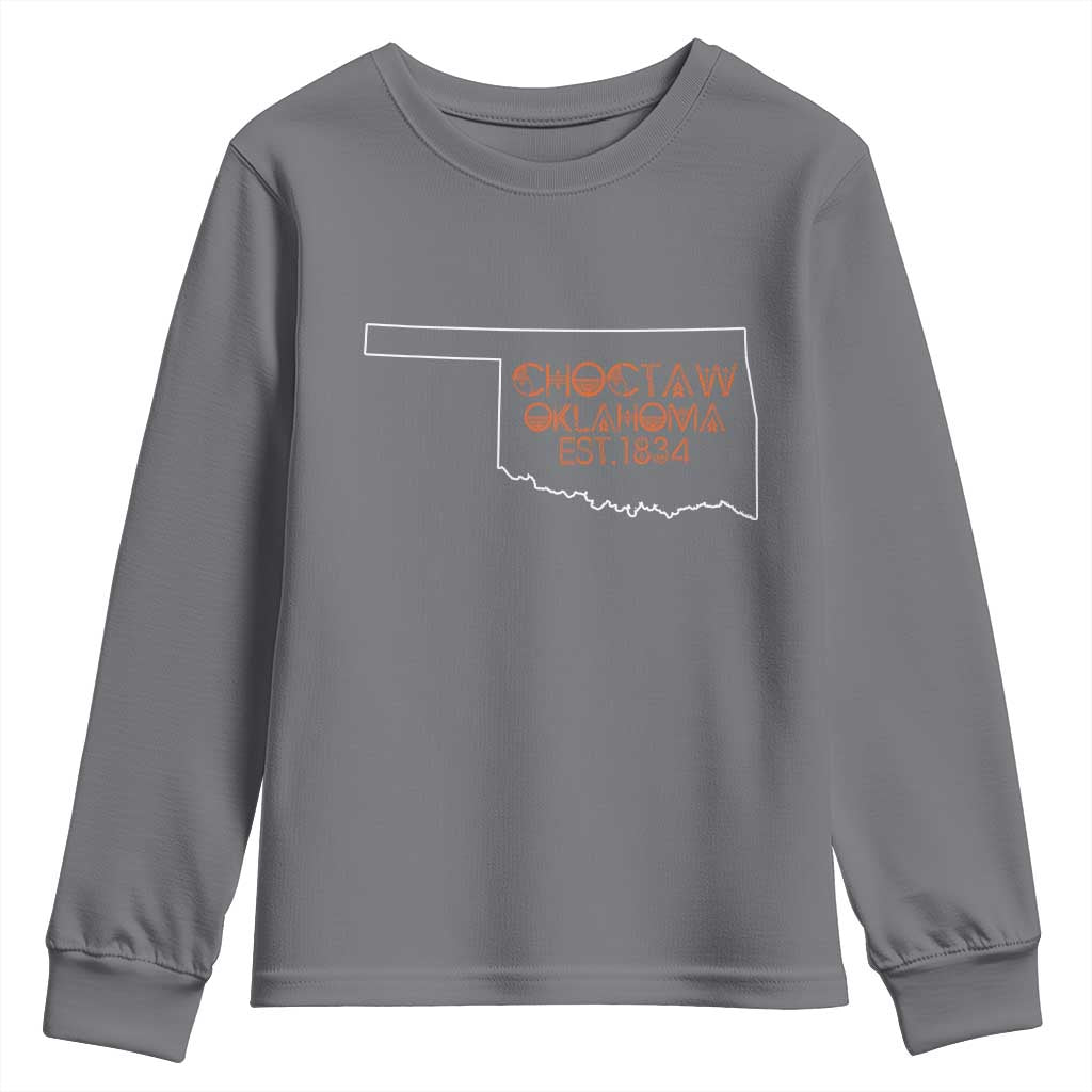 Choctaw Oklahoma OK Map Established 1834 Youth Sweatshirt TS14 Charcoal Print Your Wear