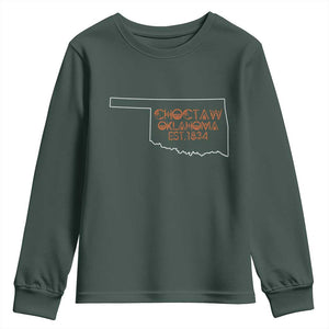 Choctaw Oklahoma OK Map Established 1834 Youth Sweatshirt TS14 Dark Forest Green Print Your Wear