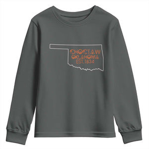 Choctaw Oklahoma OK Map Established 1834 Youth Sweatshirt TS14 Dark Heather Print Your Wear