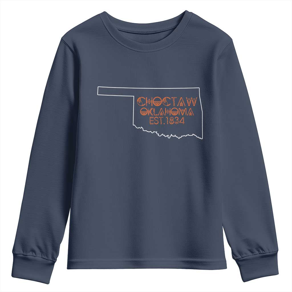 Choctaw Oklahoma OK Map Established 1834 Youth Sweatshirt TS14 Navy Print Your Wear