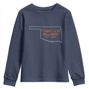 Choctaw Oklahoma OK Map Established 1834 Youth Sweatshirt TS14 Navy Print Your Wear