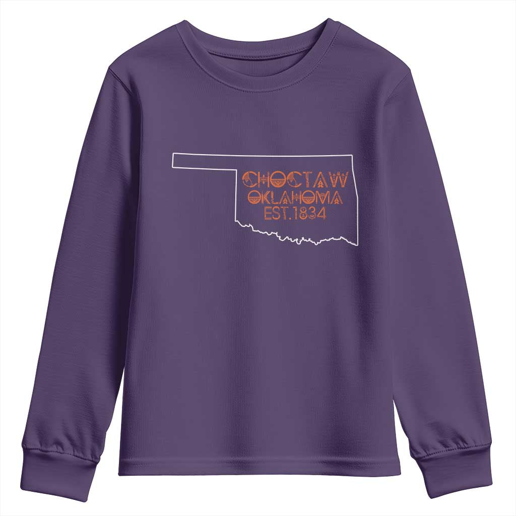 Choctaw Oklahoma OK Map Established 1834 Youth Sweatshirt TS14 Purple Print Your Wear