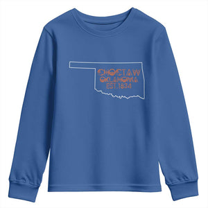 Choctaw Oklahoma OK Map Established 1834 Youth Sweatshirt TS14 Royal Blue Print Your Wear