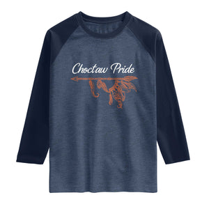 Choctaw Oklahoma OK Pride Native American Raglan Shirt TS14 Heather Denim Navy Print Your Wear