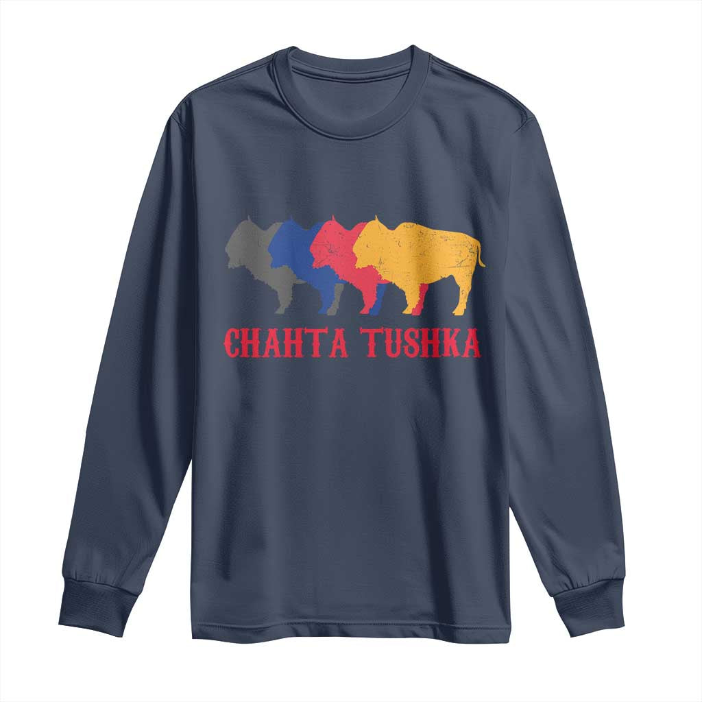 Choctaw Native American Chahta Tushka Long Sleeve Shirt TS14 Navy Print Your Wear