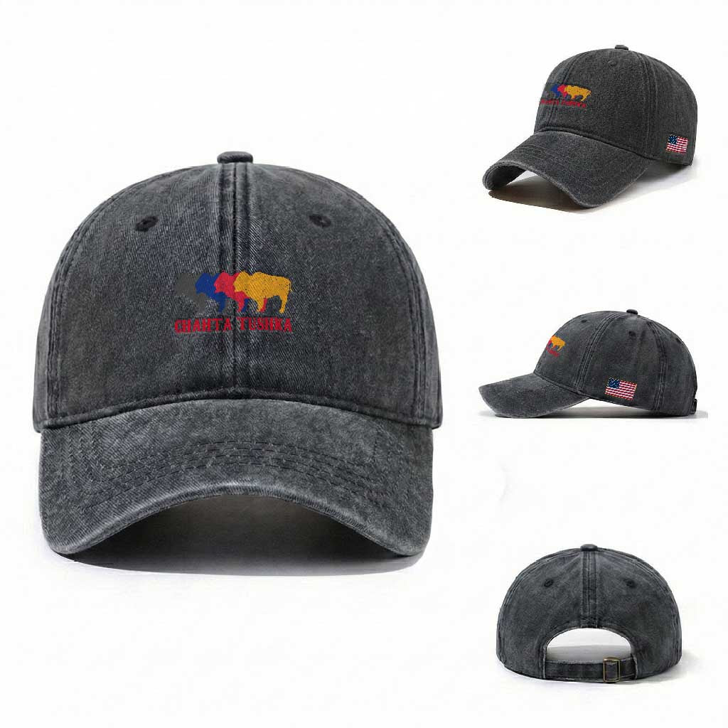 Choctaw Native American Chahta Tushka Washed Cotton Baseball Cap TS14 Washed Cap Universal Fit Dark Gray Print Your Wear