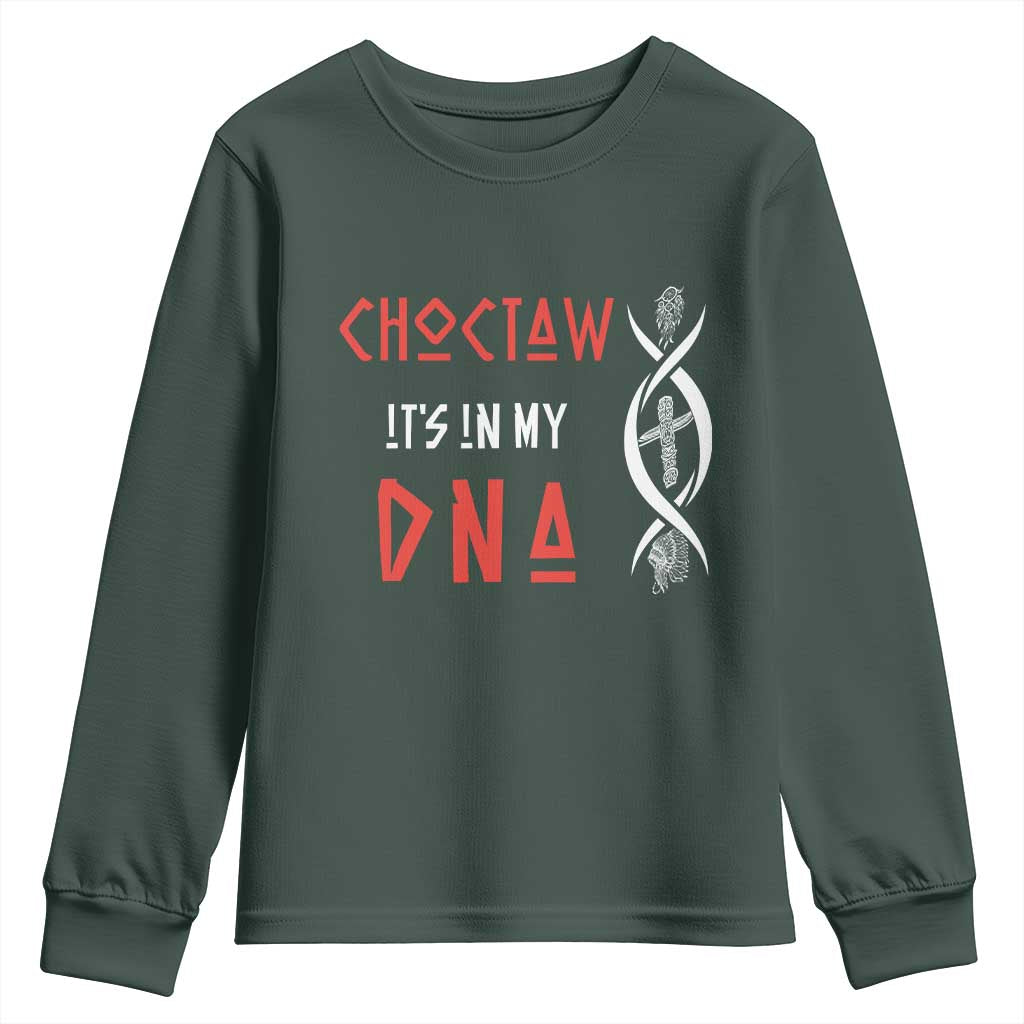 Choctaw Native American DNA Roots Indian Pride Youth Sweatshirt TS14 Dark Forest Green Print Your Wear