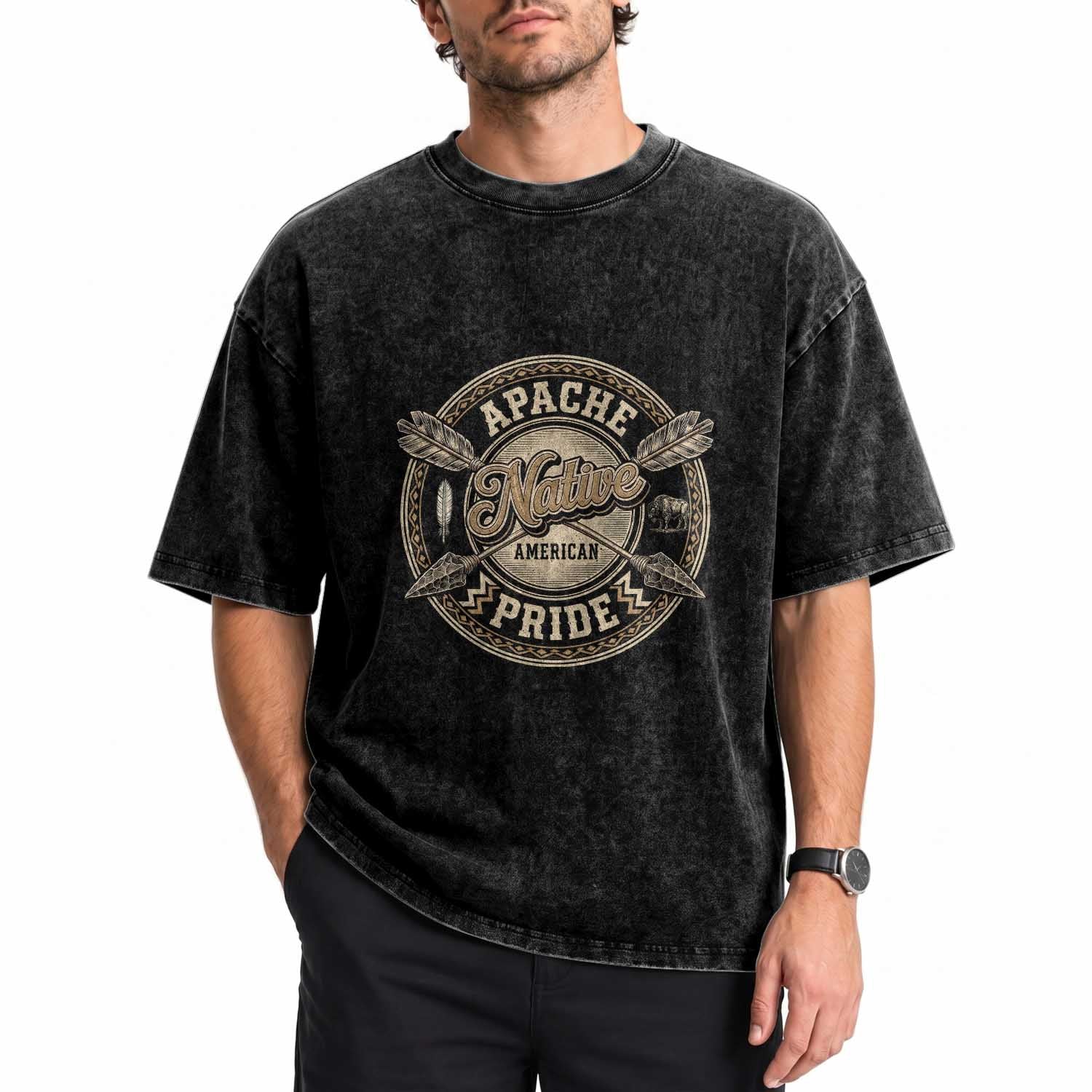 Apache Indian Tribe Pride Washed Cotton T-Shirt Proud to be a Native American