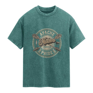 Apache Indian Tribe Pride Washed Cotton T-Shirt Proud to be a Native American