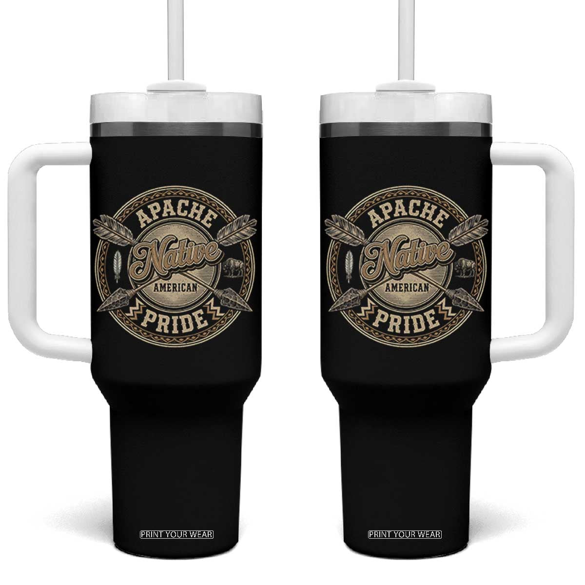 Apache Indian Tribe Pride Tumbler With Handle Proud to be a Native American