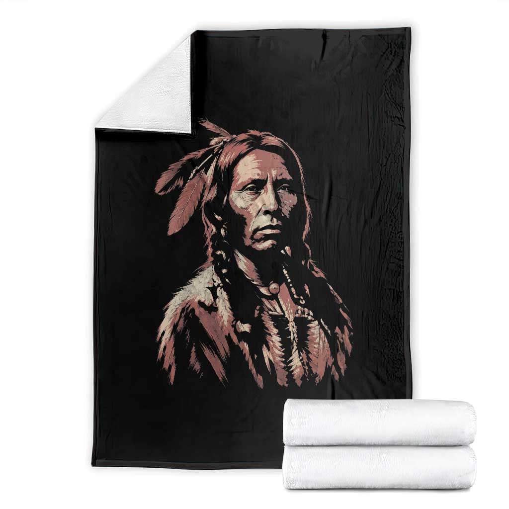 Crazy Horse Lakota Warrior Indian Native American Throw Blanket
