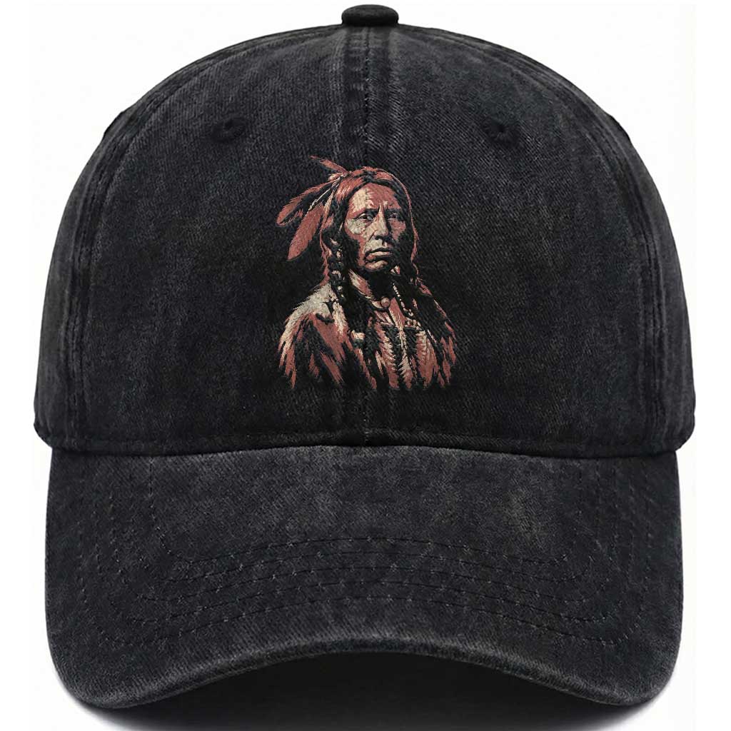 Crazy Horse Lakota Warrior Indian Native American Washed Cotton Baseball Cap