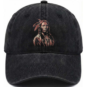 Crazy Horse Lakota Warrior Indian Native American Washed Cotton Baseball Cap