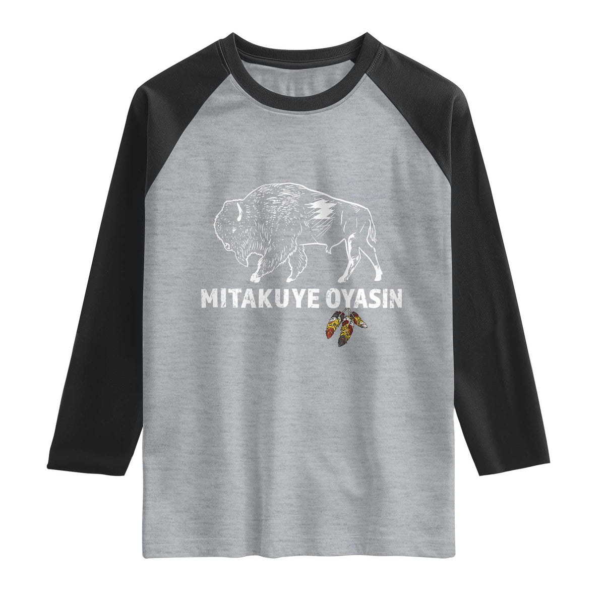 Lakota Tribe Teton Sioux Nation Native American Pride Raglan Shirt TS14 Heather Gray Black Print Your Wear