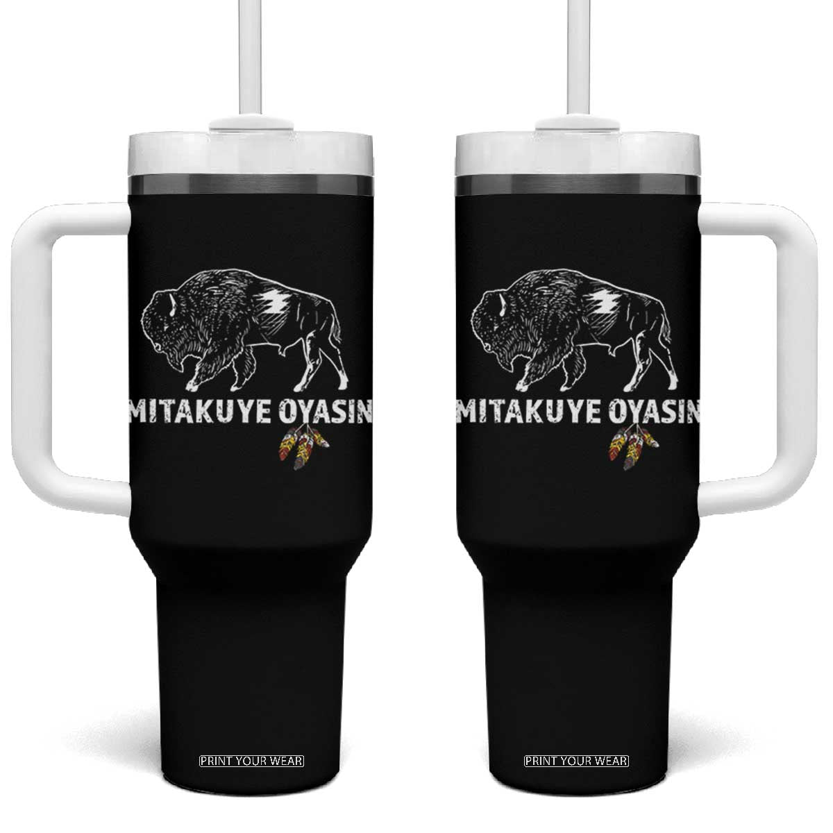 Lakota Tribe Teton Sioux Nation Native American Pride Tumbler With Handle TS14 One Size: 40 oz Black Print Your Wear