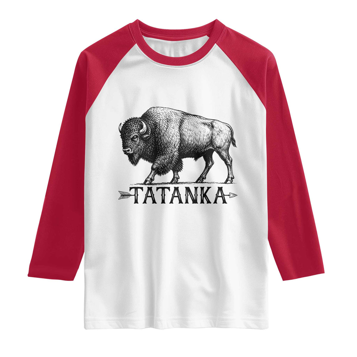Tatanka Lakota Buffalo Bison Native American West Wildlife Raglan Shirt TS14 White Red Print Your Wear