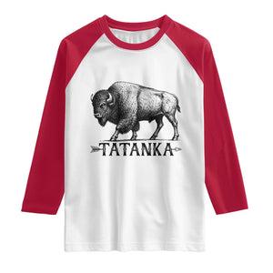 Tatanka Lakota Buffalo Bison Native American West Wildlife Raglan Shirt TS14 White Red Print Your Wear
