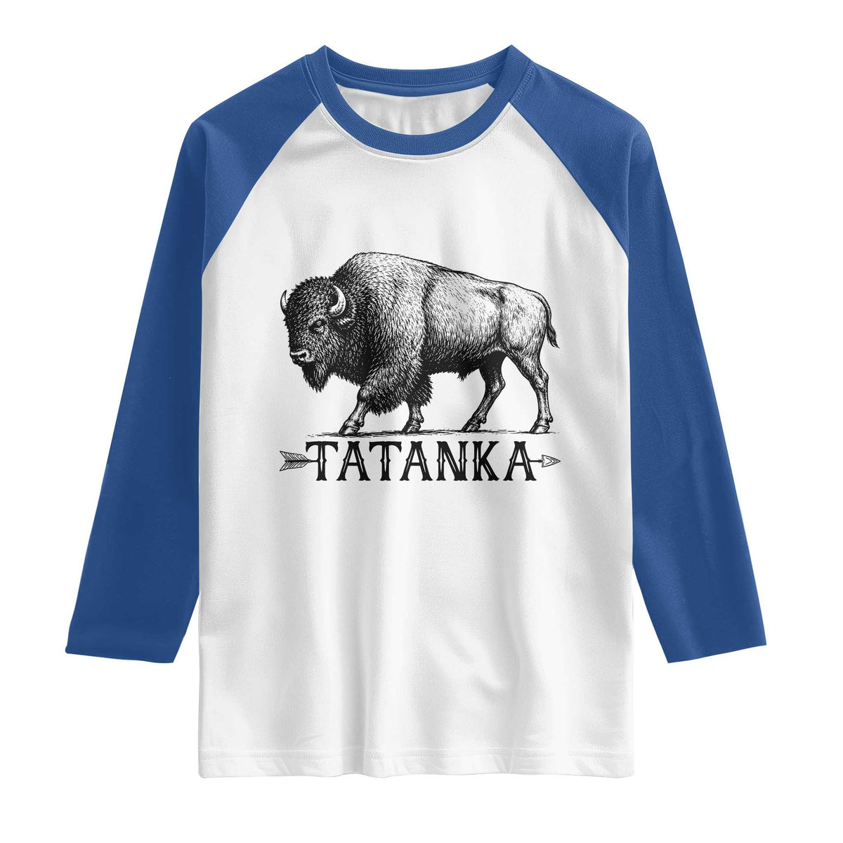 Tatanka Lakota Buffalo Bison Native American West Wildlife Raglan Shirt TS14 White Royal Print Your Wear