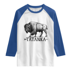 Tatanka Lakota Buffalo Bison Native American West Wildlife Raglan Shirt TS14 White Royal Print Your Wear