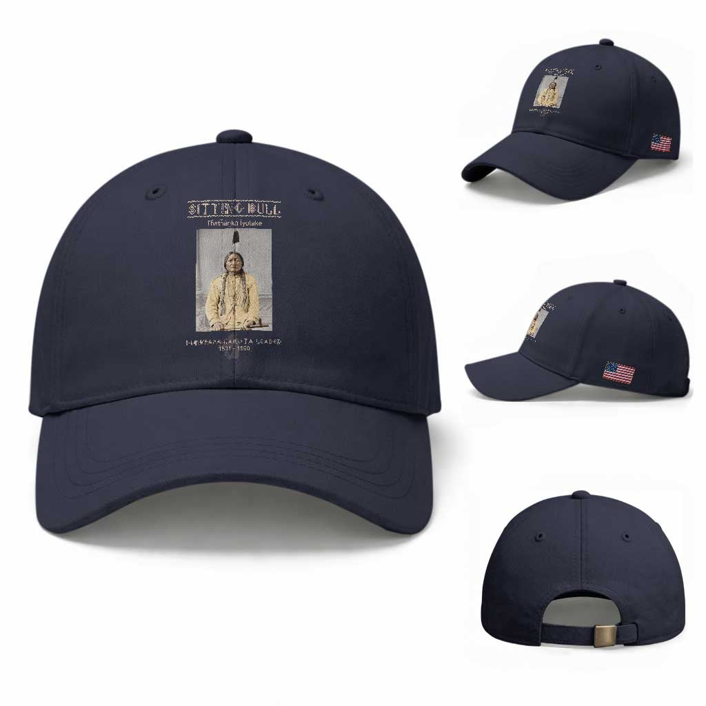 Sitting Bull Lakota Sioux Chief American Indian History Baseball Cap TS14 Baseball Cap Universal Fit Navy Print Your Wear