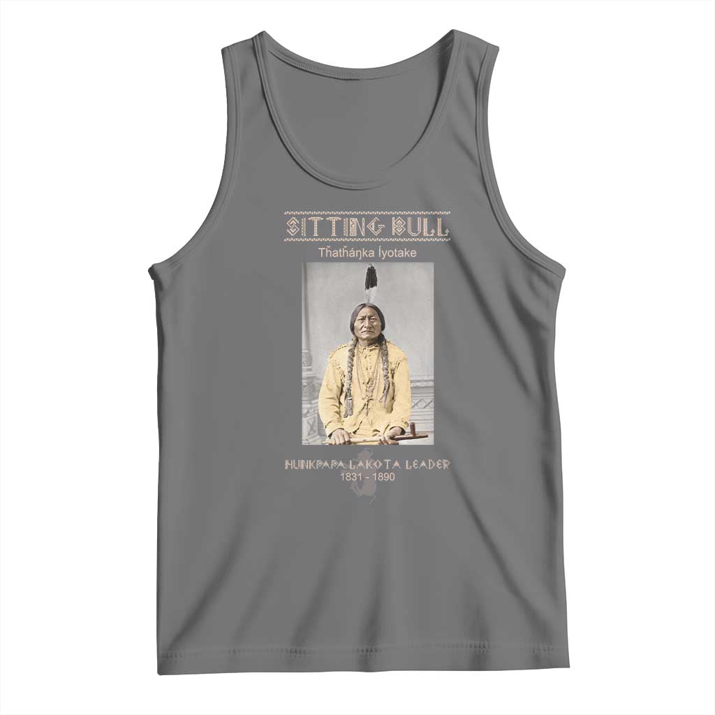 Sitting Bull Lakota Sioux Chief American Indian History Tank Top TS14 Black Heather Print Your Wear
