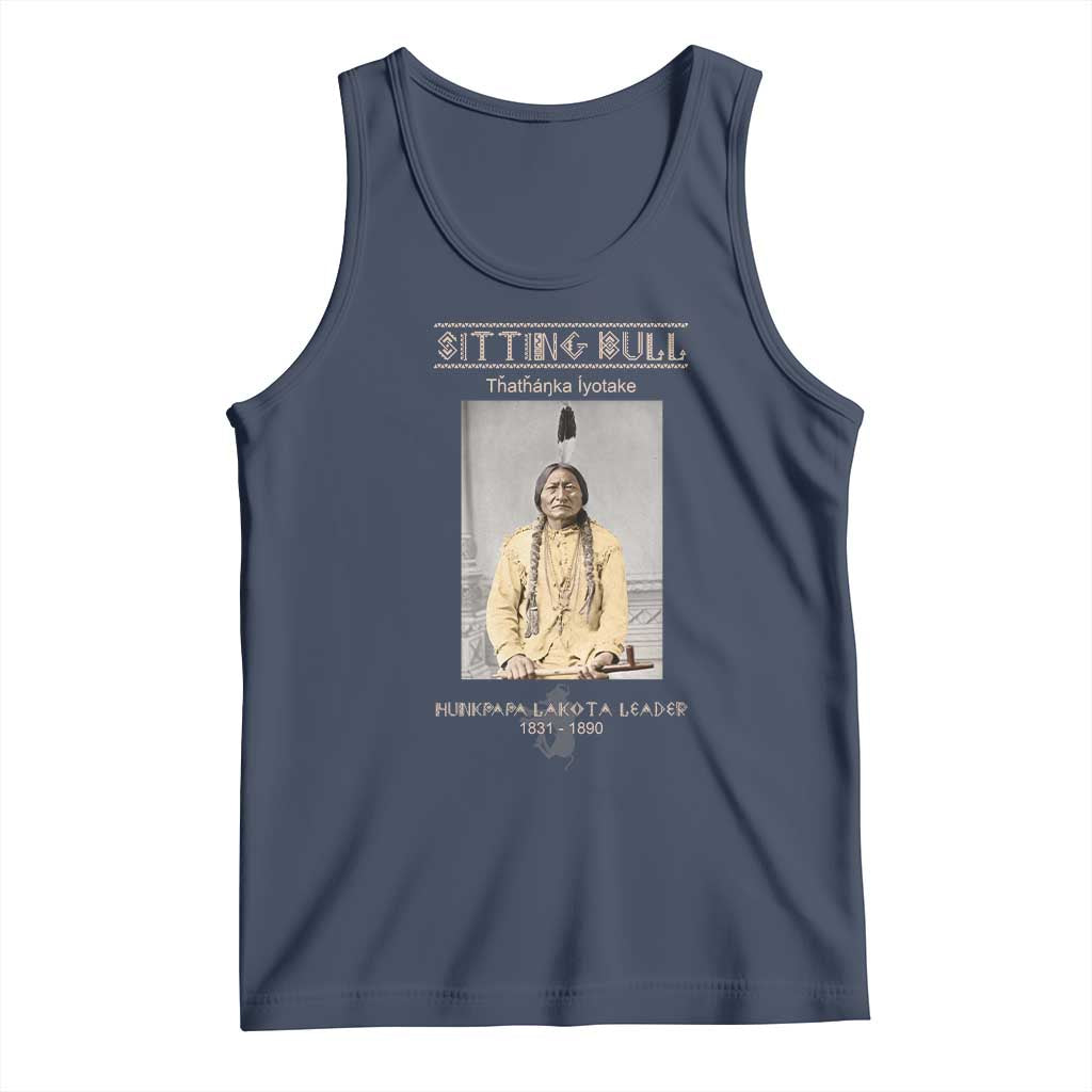 Sitting Bull Lakota Sioux Chief American Indian History Tank Top TS14 Navy Print Your Wear