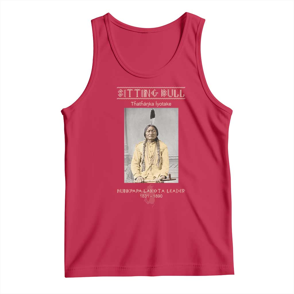 Sitting Bull Lakota Sioux Chief American Indian History Tank Top TS14 Red Print Your Wear