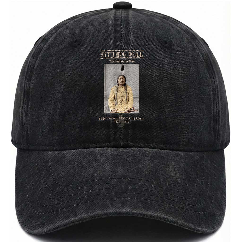 Sitting Bull Lakota Sioux Chief American Indian History Washed Cotton Baseball Cap TS14 Print Your Wear