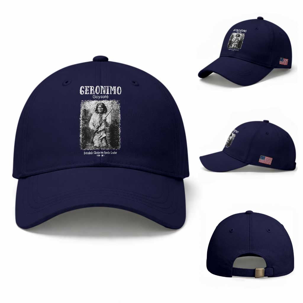 Geronimo Apache Leader American Indian History Baseball Cap TS14 Baseball Cap Universal Fit Dark Blue Print Your Wear