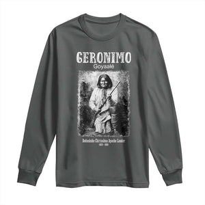 Geronimo Apache Leader American Indian History Long Sleeve Shirt TS14 Dark Heather Print Your Wear