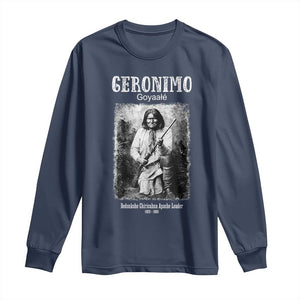 Geronimo Apache Leader American Indian History Long Sleeve Shirt TS14 Navy Print Your Wear
