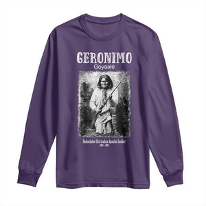 Geronimo Apache Leader American Indian History Long Sleeve Shirt TS14 Purple Print Your Wear