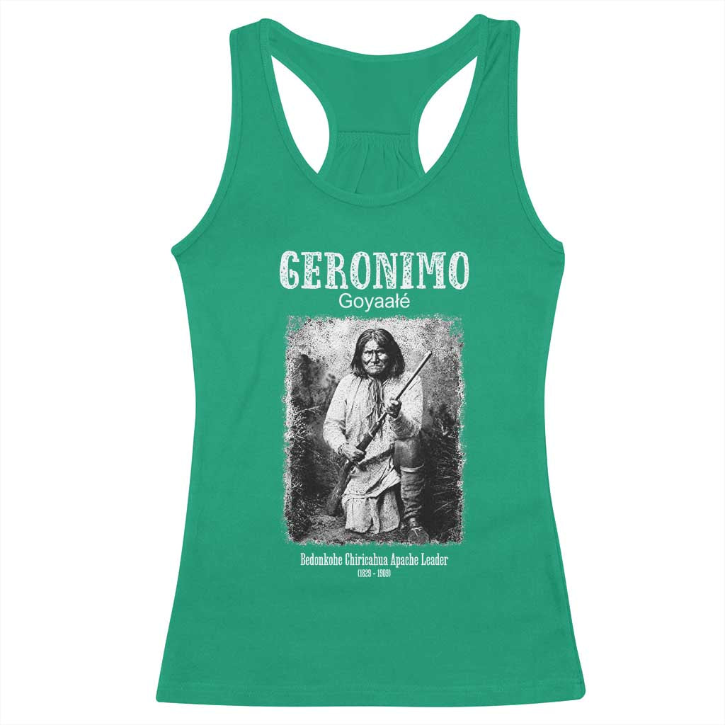 Geronimo Apache Leader American Indian History Racerback Tank Top TS14 Irish Green Print Your Wear