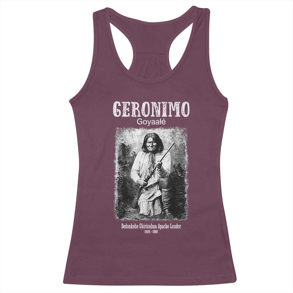 Geronimo Apache Leader American Indian History Racerback Tank Top TS14 Maroon Print Your Wear