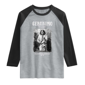 Geronimo Apache Leader American Indian History Raglan Shirt TS14 Heather Gray Black Print Your Wear