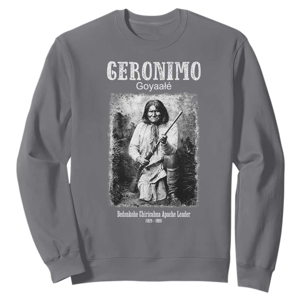 Geronimo Apache Leader American Indian History Sweatshirt TS14 Charcoal Print Your Wear