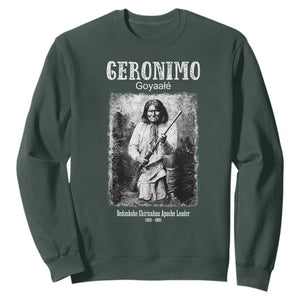 Geronimo Apache Leader American Indian History Sweatshirt TS14 Dark Forest Green Print Your Wear