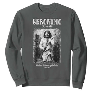 Geronimo Apache Leader American Indian History Sweatshirt TS14 Dark Heather Print Your Wear