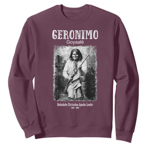Geronimo Apache Leader American Indian History Sweatshirt TS14 Maroon Print Your Wear