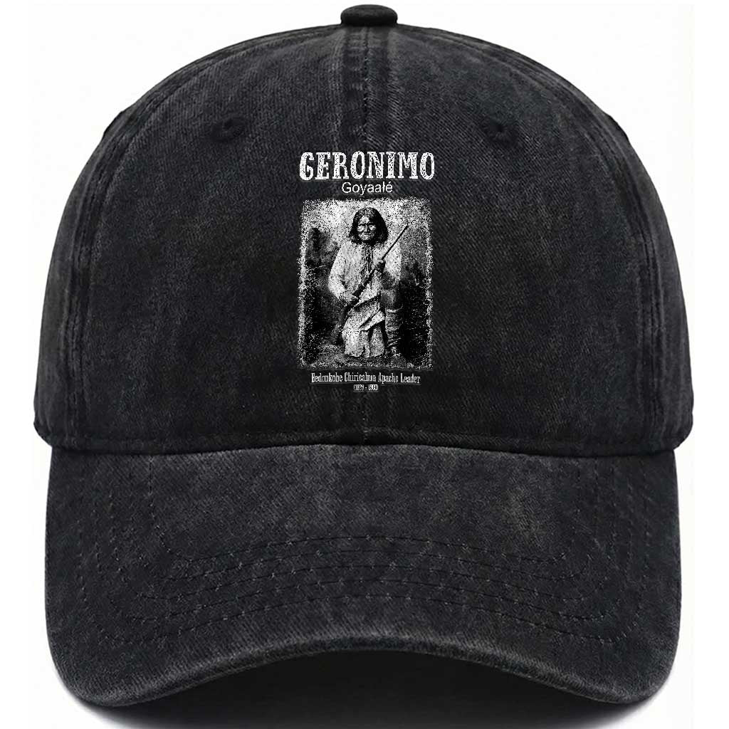 Geronimo Apache Leader American Indian History Washed Cotton Baseball Cap TS14 Print Your Wear