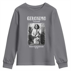 Geronimo Apache Leader American Indian History Youth Sweatshirt TS14 Charcoal Print Your Wear