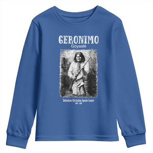 Geronimo Apache Leader American Indian History Youth Sweatshirt TS14 Royal Blue Print Your Wear