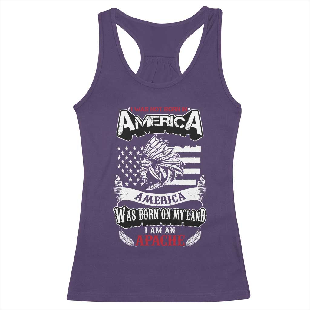 Apache Tribe Native American Indian Pride Racerback Tank Top I Was Not Born In America TS14 Purple Print Your Wear