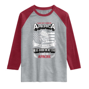 Apache Tribe Native American Indian Pride Raglan Shirt I Was Not Born In America TS14 Heather Gray Heather Red Print Your Wear