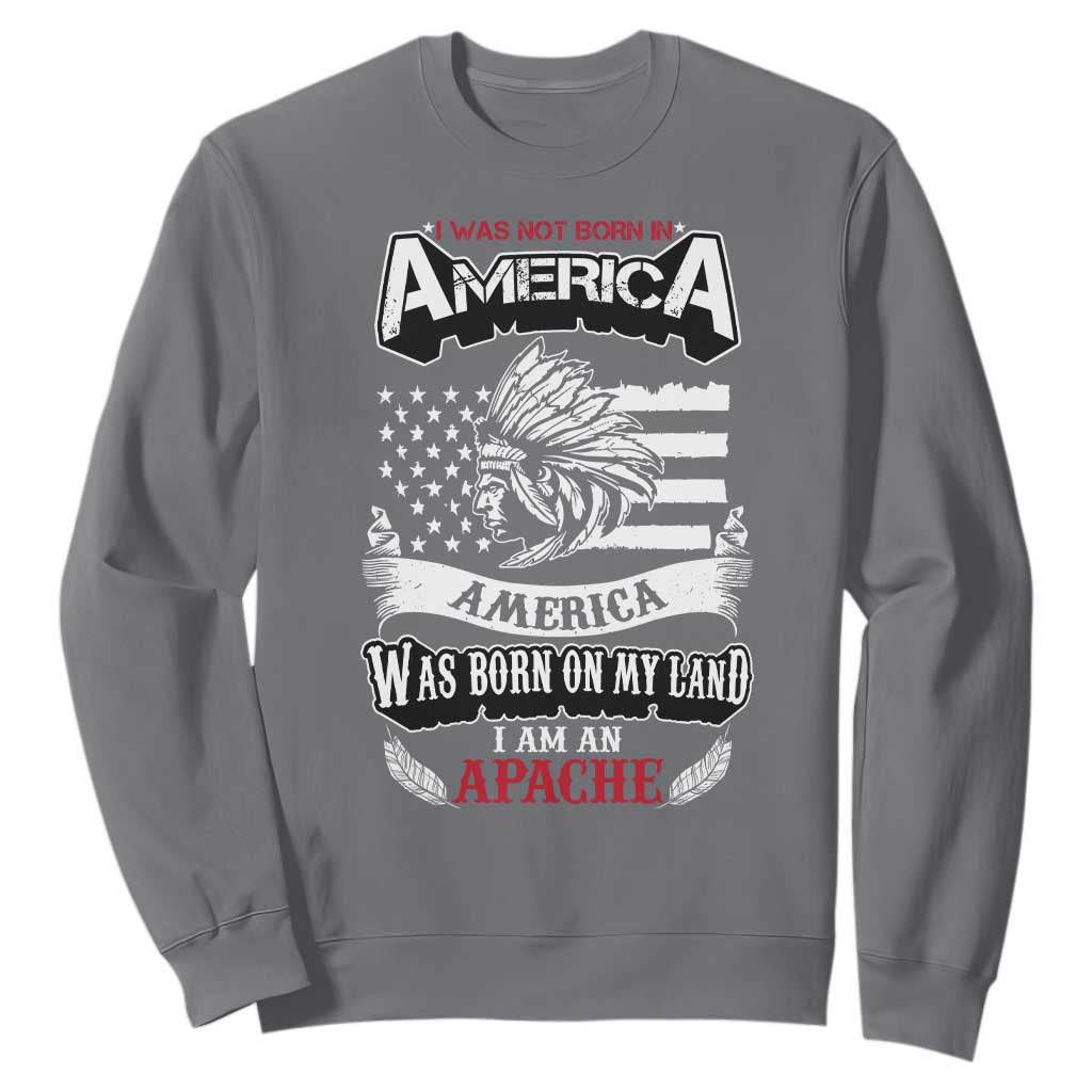 Apache Tribe Native American Indian Pride Sweatshirt I Was Not Born In America TS14 Charcoal Print Your Wear