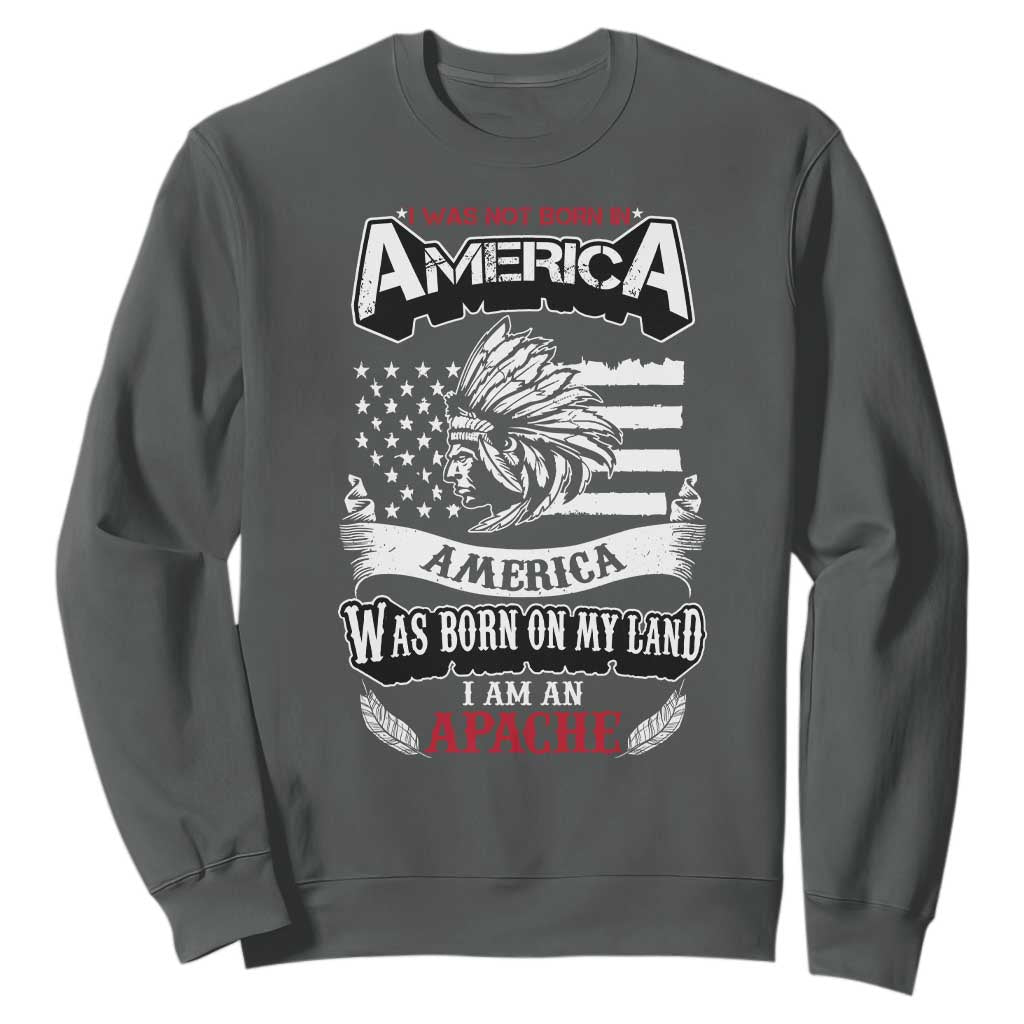 Apache Tribe Native American Indian Pride Sweatshirt I Was Not Born In America TS14 Dark Heather Print Your Wear
