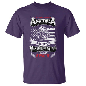 Apache Tribe Native American Indian Pride T Shirt I Was Not Born In America TS14 Purple Print Your Wear
