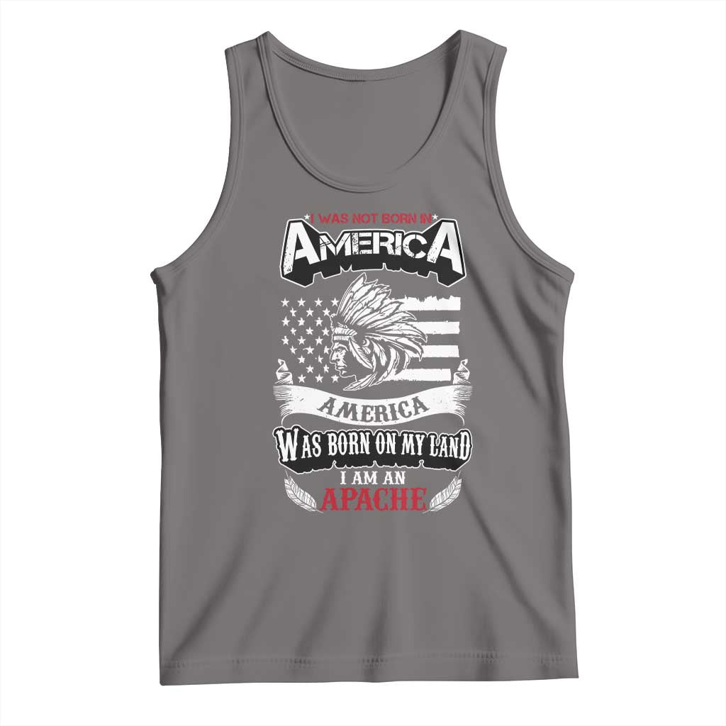 Apache Tribe Native American Indian Pride Tank Top I Was Not Born In America TS14 Deep Heather Print Your Wear