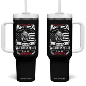 Apache Tribe Native American Indian Pride Tumbler With Handle I Was Not Born In America TS14 One Size: 40 oz Black Print Your Wear